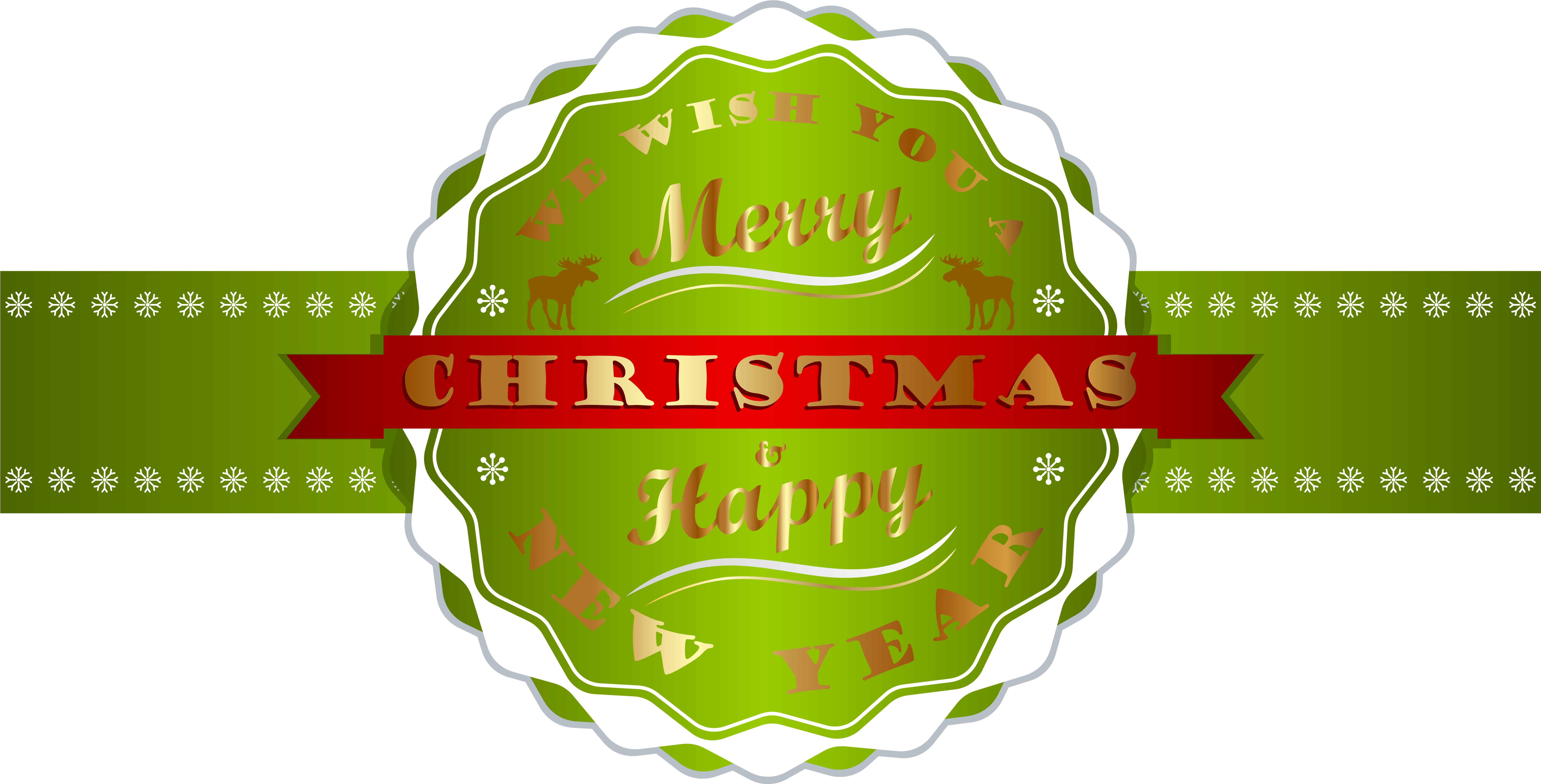 Merry Christmas And Happy New Year Label Png Clipart - Portable Network Graphics (6180x3264)