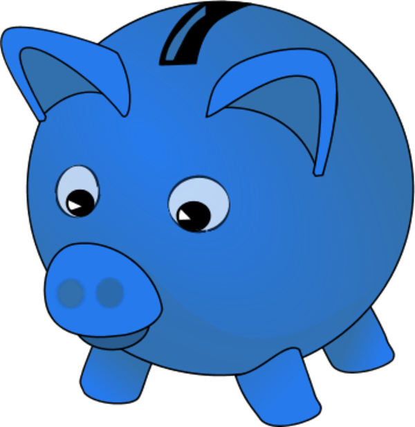 Blue Piggy Bank Clipart - Blue Piggy Bank Clipart (600x617)