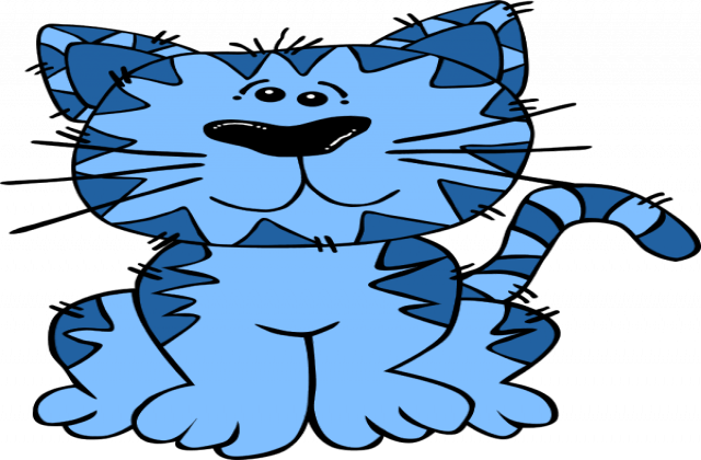 Blue Cat Cliparts - Blue Kitten Clip Art (640x420)