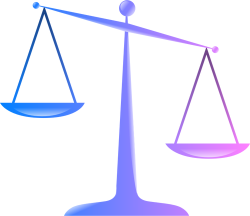 Wektor Rysunek Niebieski I Fioletowy Waga Sprawiedliwości - Scales Of Justice Clip Art (500x432)