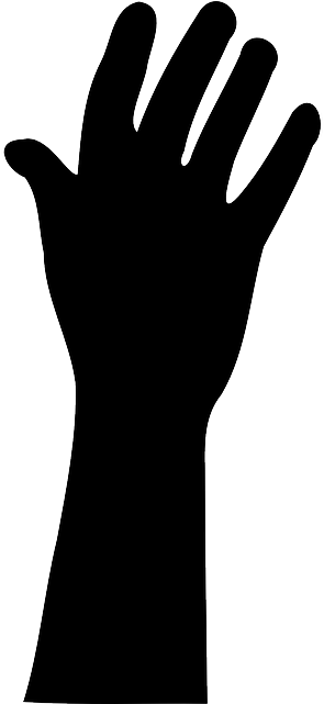 Silhouette, Finger, Arm, Black, Thumb - Raised Hand Silhouette (320x640)