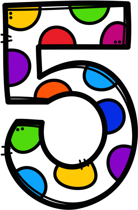 Rainbow Dot White 5 - Number (576x807)