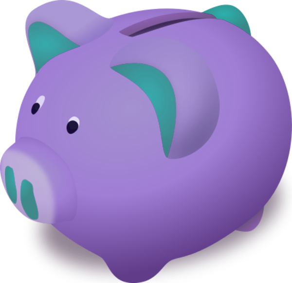 Purple Piggy Banks - Piggy Bank Money Clipart (600x582)