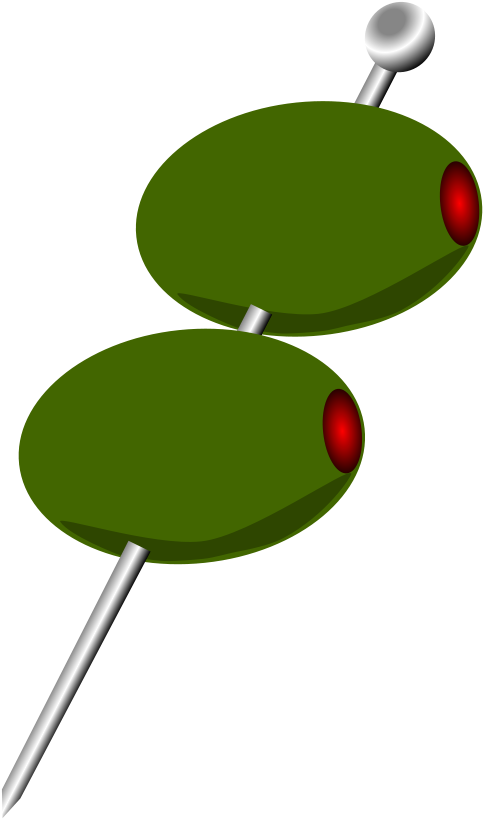 Cocktail Olives Medium 600pixel Clipart, Vector Clip - Olives On A Stick (637x900)