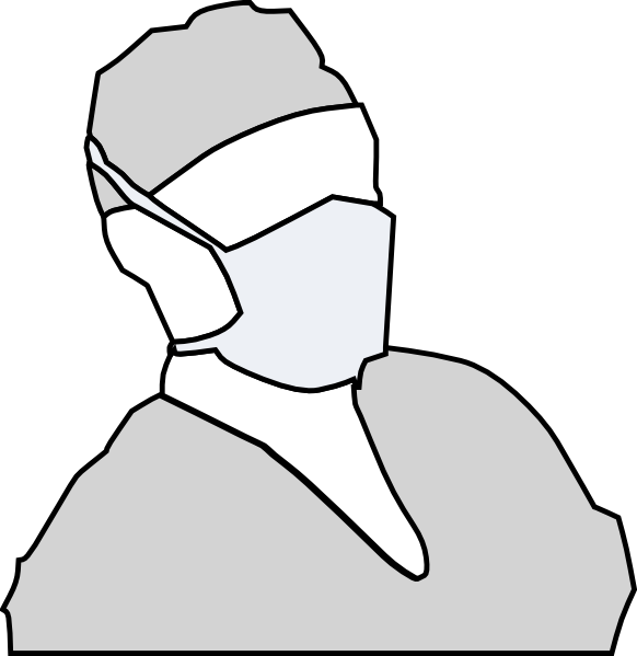 Medical Mask Clipart - Doctor Mask Black And White (582x599)