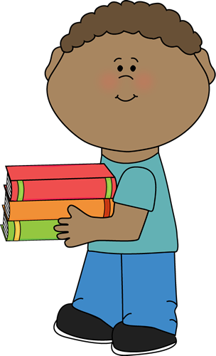 Boy Holding Books Clip Art - Boy With Books Clipart (304x500)