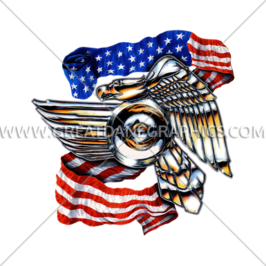 Metal Biker Eagle With Flag - Printed T-shirt (825x825)