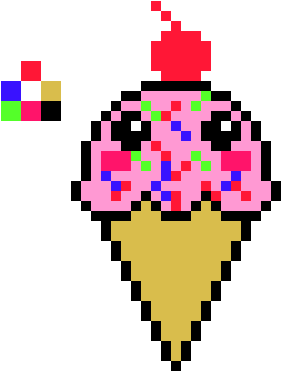 Ice Cream With A Cherry On Top - Mario Star Pixel (410x390)