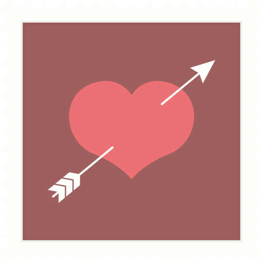Love, Stamp, Valentine, Heart, Cupid, Arrow Icon - Corazon Con Flecha San Valentin (512x512)