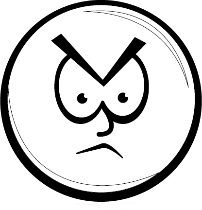 Smiley Heart Black Clipart - Mean Face Coloring Pages (416x432)