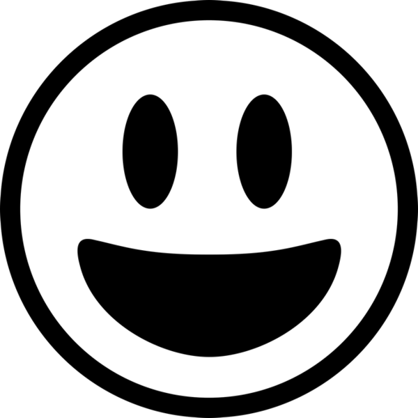 Black Smiley Face Emoticon - Smiling Emoji Black And White (600x600)