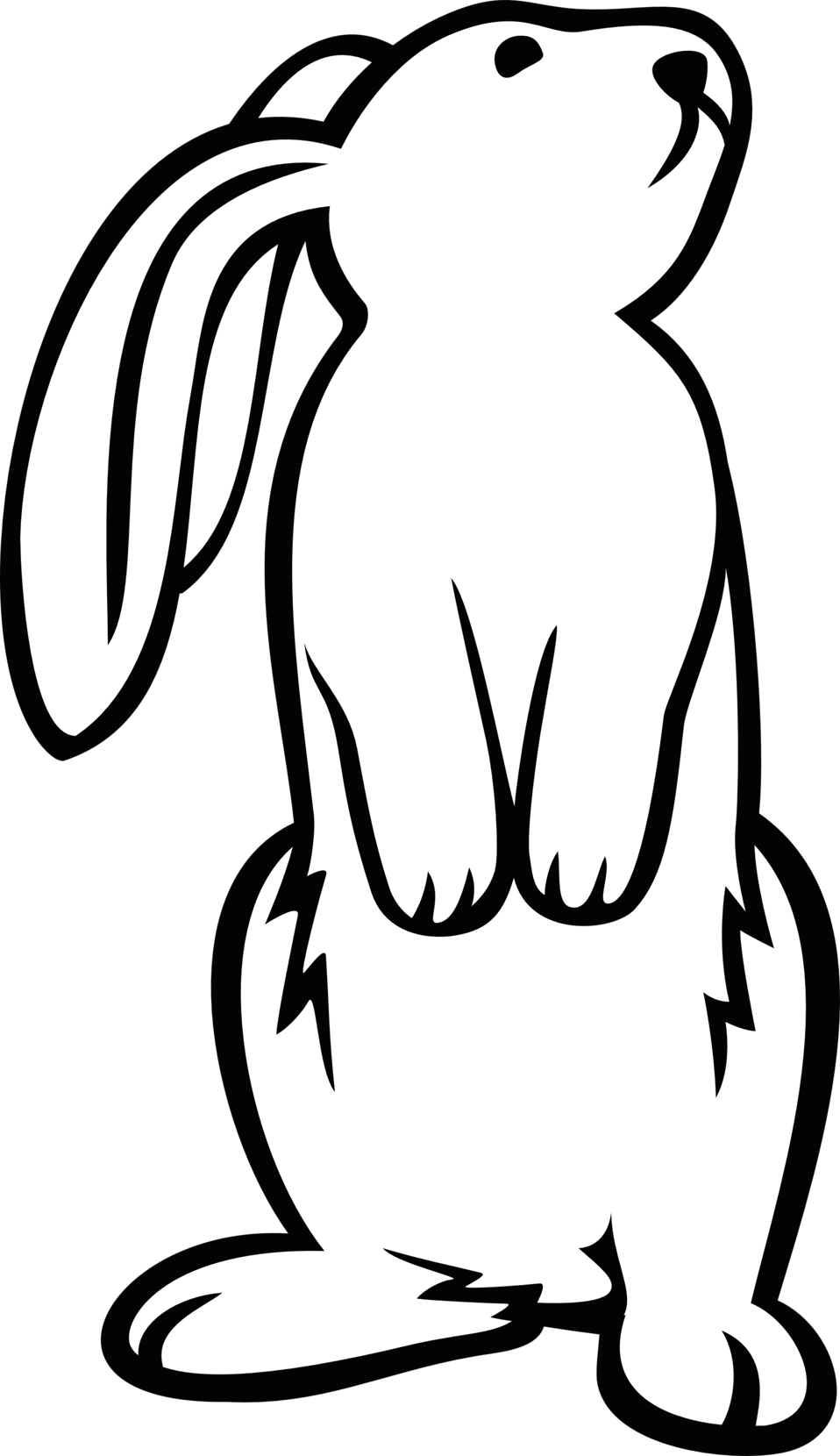 Standing Rabbit Clipart - Bunny Standing Up Drawing (1385x2400)