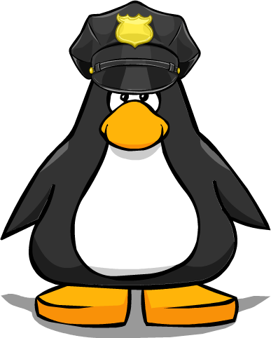 Security Guard Hat On Player Card - Club Penguin Headband (387x482)