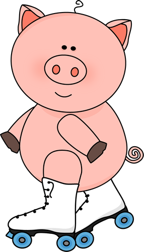 Pig In Roller Skates Clip Art - Pig On Roller Skates (286x500)
