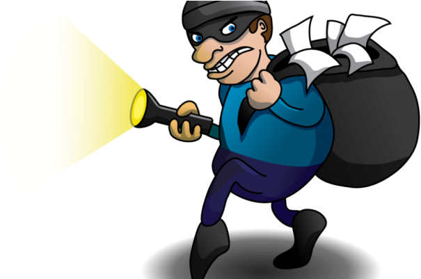A Security Guard Burgled Into The Landlord's House - Thief Cartoon (630x400)