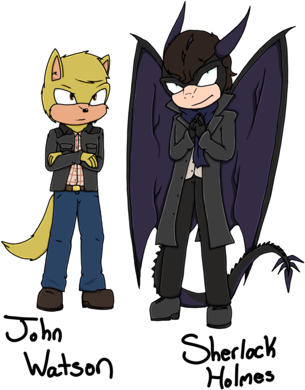 Sherlock Holmes And John Watson- Sonic Style By Blueangelrose97 - Cartoon (800x999)
