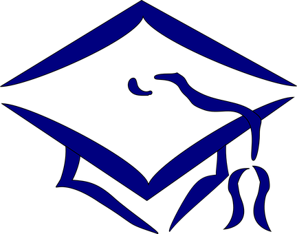 Graduation Cap Hat Tassel Graduate Isolate - Navy Blue Graduation Cap Clipart (432x340)