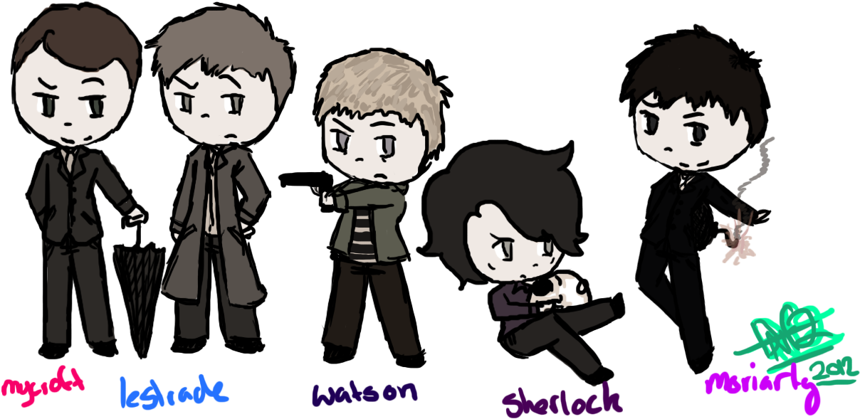 Deathnotefan2222 Bbc Sherlock Lestrade Watson Mycroft - Cartoon (1440x900)