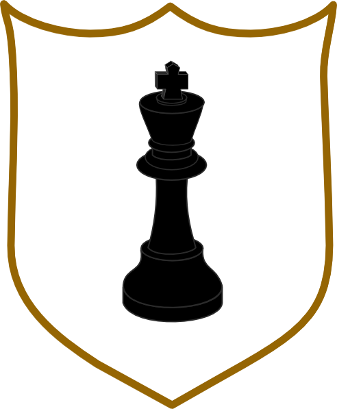 Despotes Inkleur Schildje Gouden Rand Witte Band Clip - King Chess Piece Png (492x597)