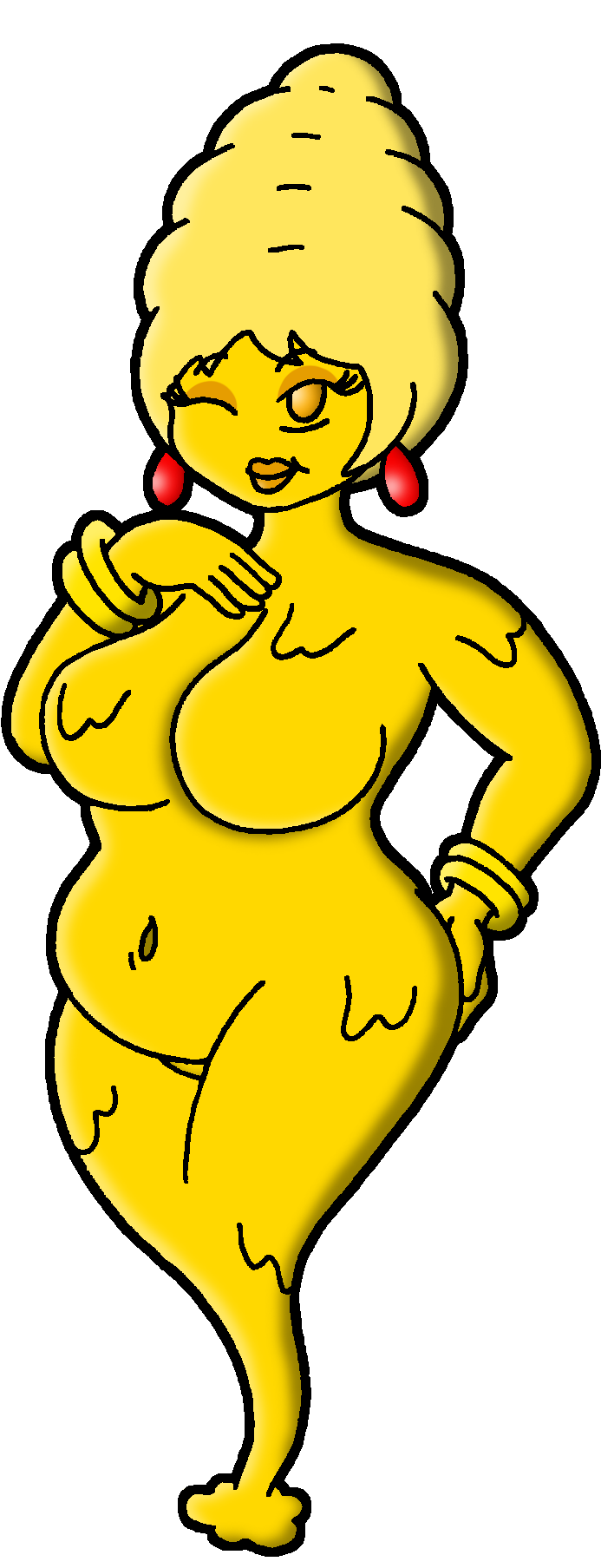 Golden Slime Woman By Polishedbrain - Cartoon (940x1910)