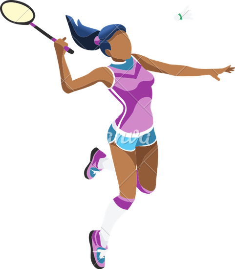 Background Badminton Vector Girl Illustration - Transparent Badmintan Girl (481x550)
