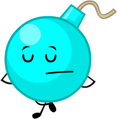 Cyan Bomb - Battle For Dream Island Bomby (499x497)