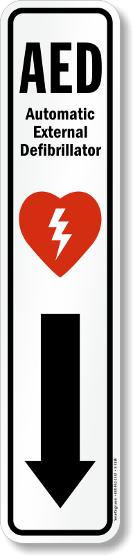 Aed Automatic External Defibrillator With Graphic Sign - Heart (192x800)