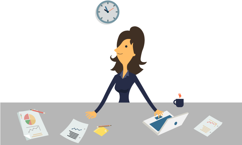 More Efficient And Happy Worker When Not Multitasking - Busy Secretaries Cartoon (800x500)