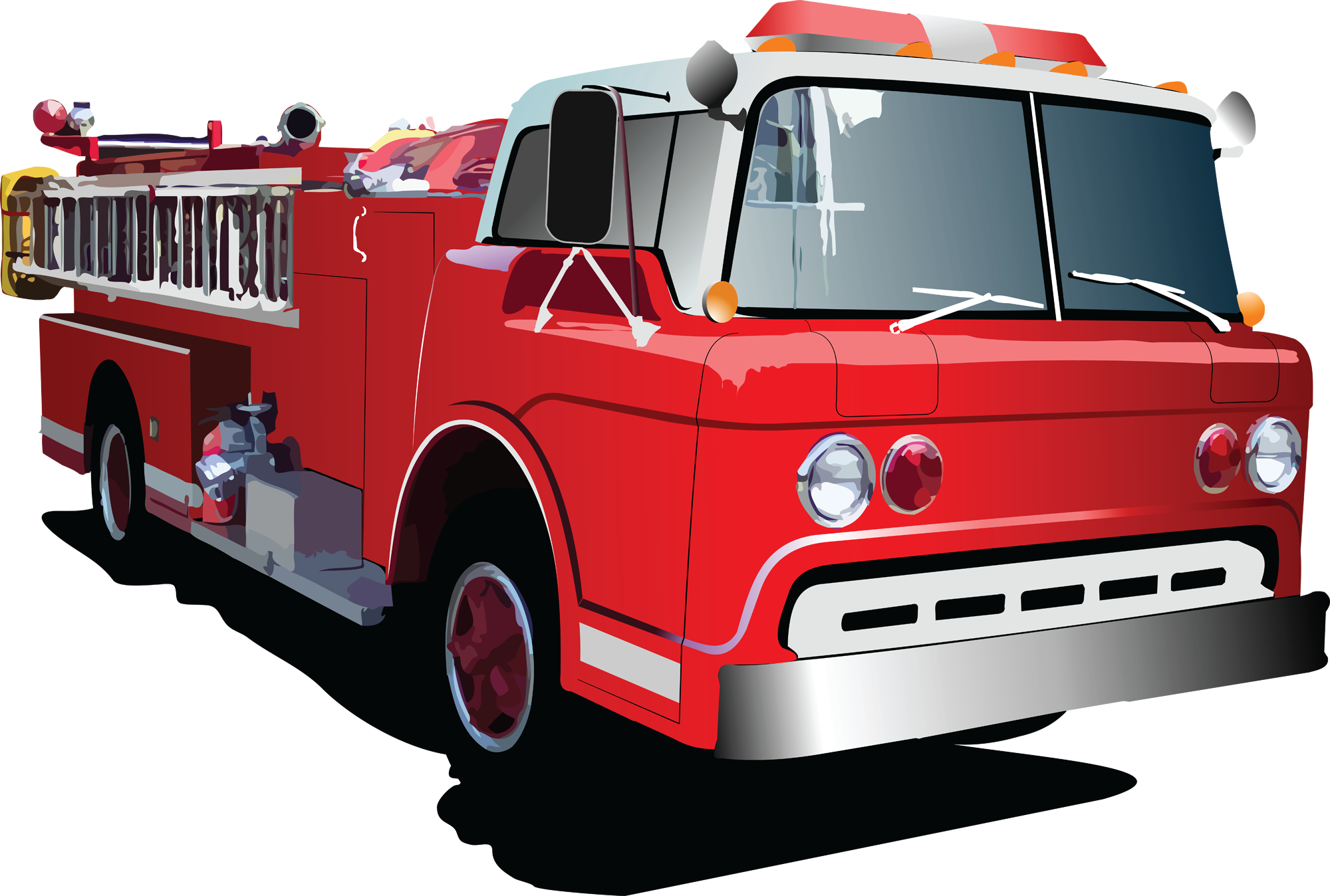 Fire Truck Clipart Cartoon - Fire Engine Truck Vector (2000x1348)
