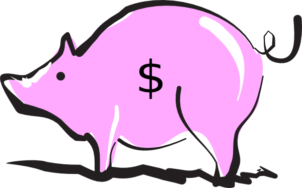 Free Pink Piggy Bank Clipart - Pig Vector (600x374)