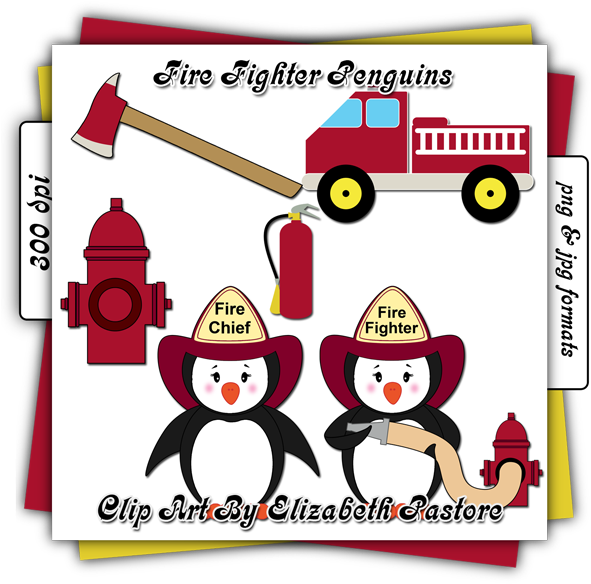 Fire Fighter Clip Art Fire Fighter Penguins Display - Firefighter (600x600)