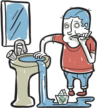 Você Deixa A Torneira Aberta Enquanto Escova Os Dentes - Você Deixa A Torneira Aberta Enquanto Escova Os Dentes (362x355)