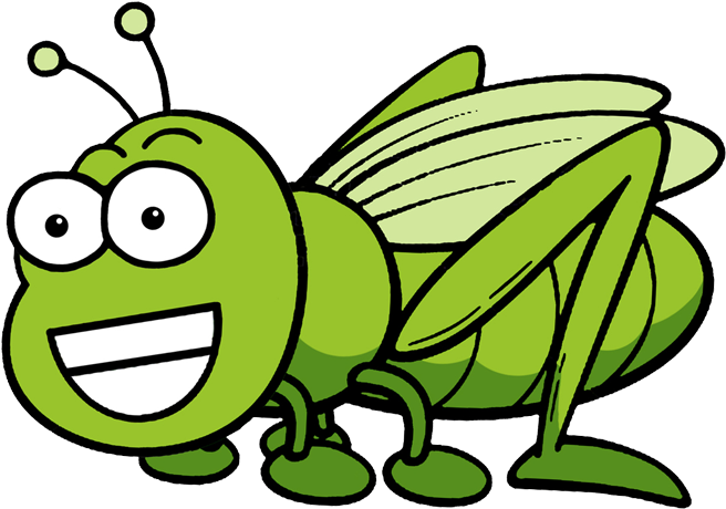 Cricket - Grasshopper Cartoon Black And White (668x500)