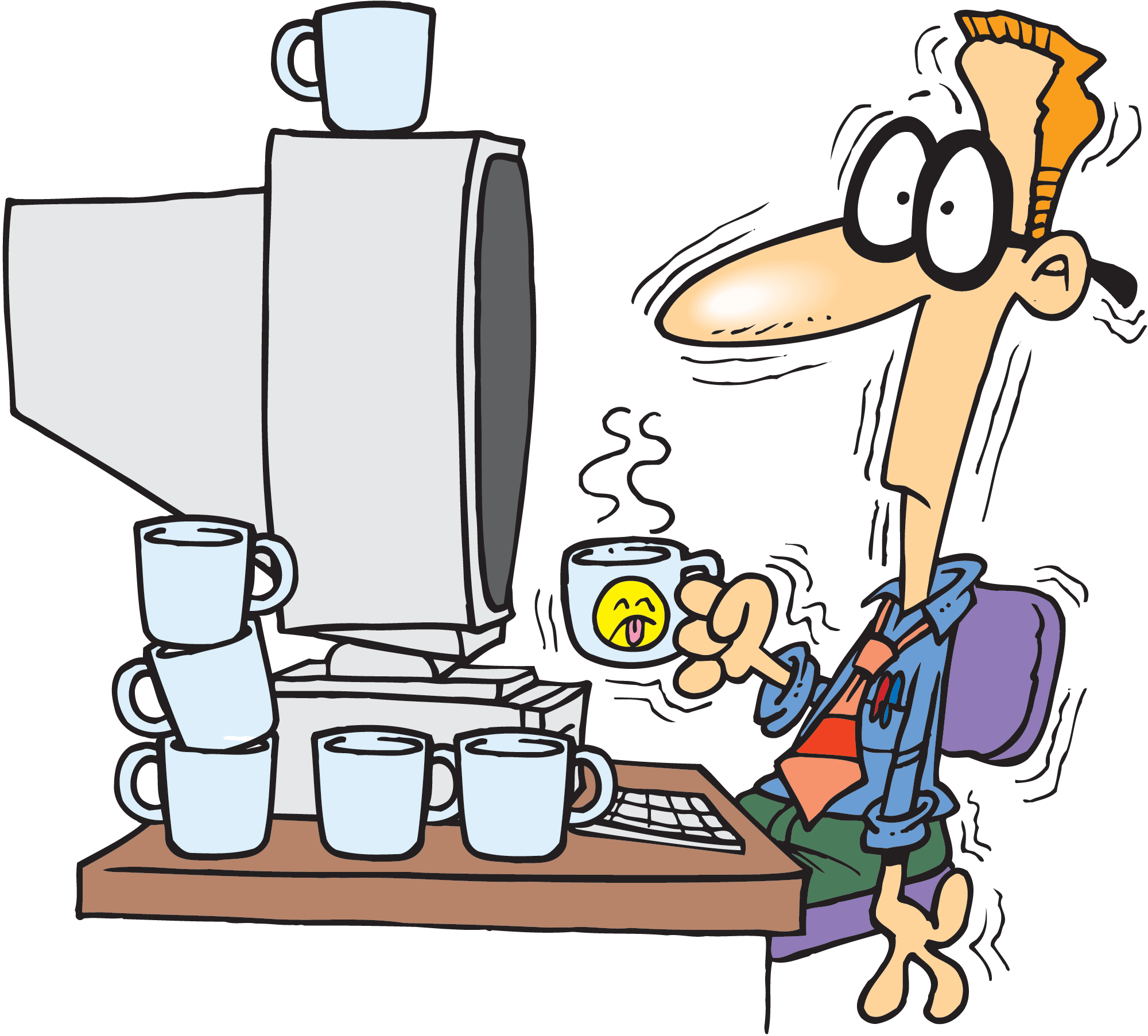 Две Чаши Кафе На Ден Е Причина Инконтиненция На Урината - Tired Office Worker Cartoon (2000x1806)