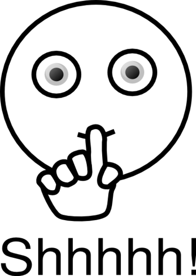 Shhhh Clip Art Clipart - Quiet Black And White Clipart (399x562)