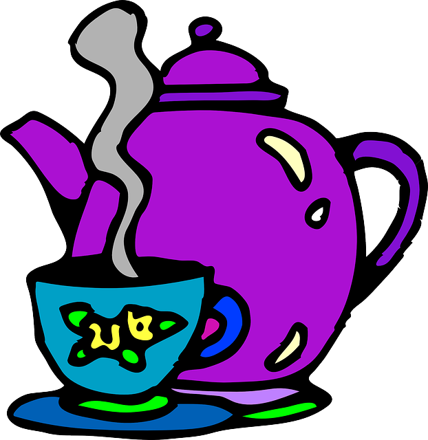 Pot Food, Cake, Cup, Cartoon, Free, Beverages, Teapot, - Tea Cup Clip Art (622x640)