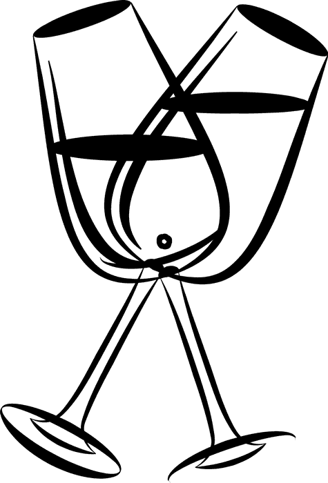Champagne Glasses Rubber Stamp - Champagne Glass Outline Png Transparent (475x700)
