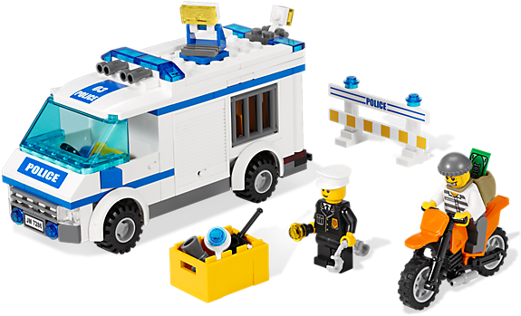 Keep The Prison Transport Idling By The Roadblock To - Lego City Prisoner Transport 7286 (600x450)
