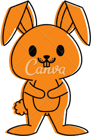 Rabbit Or Bunny Cute Animal Cartoon - Cartoon Orange Color (550x550)