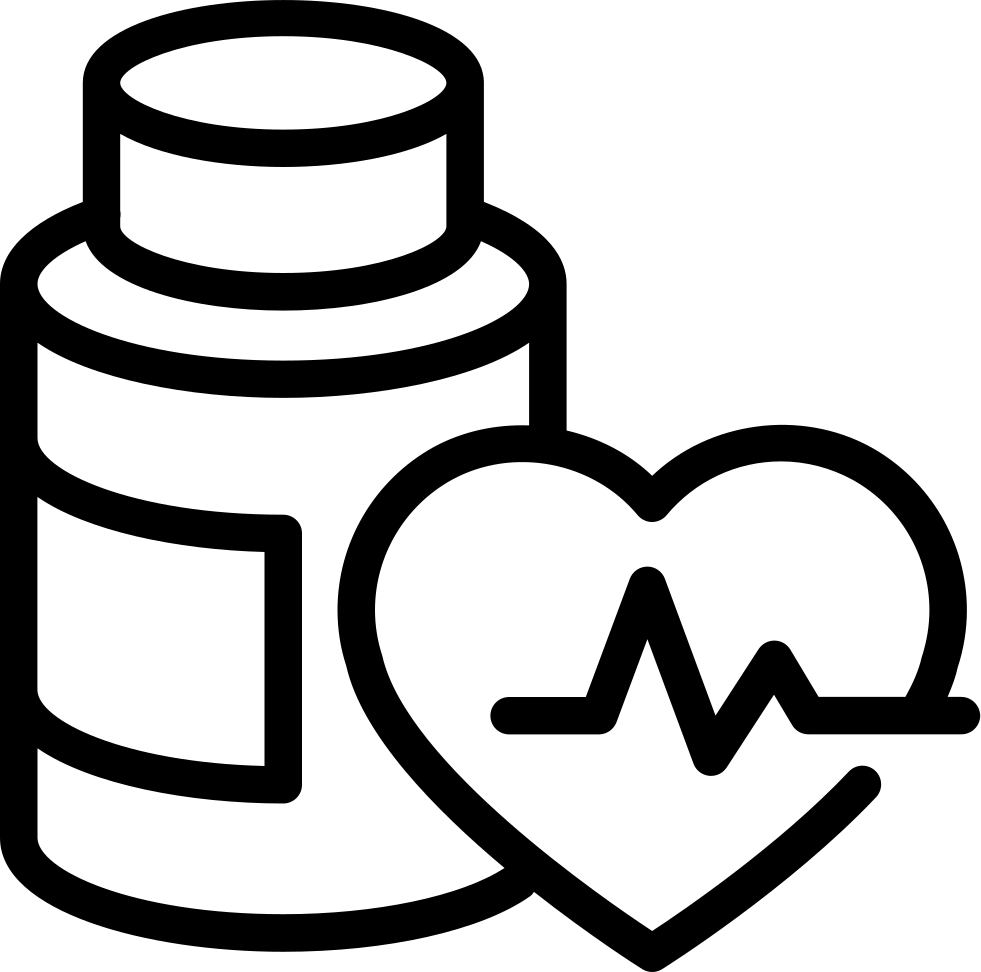 Medication Bottle Outline And Heart With Life Line - Icono Medicacion (981x972)
