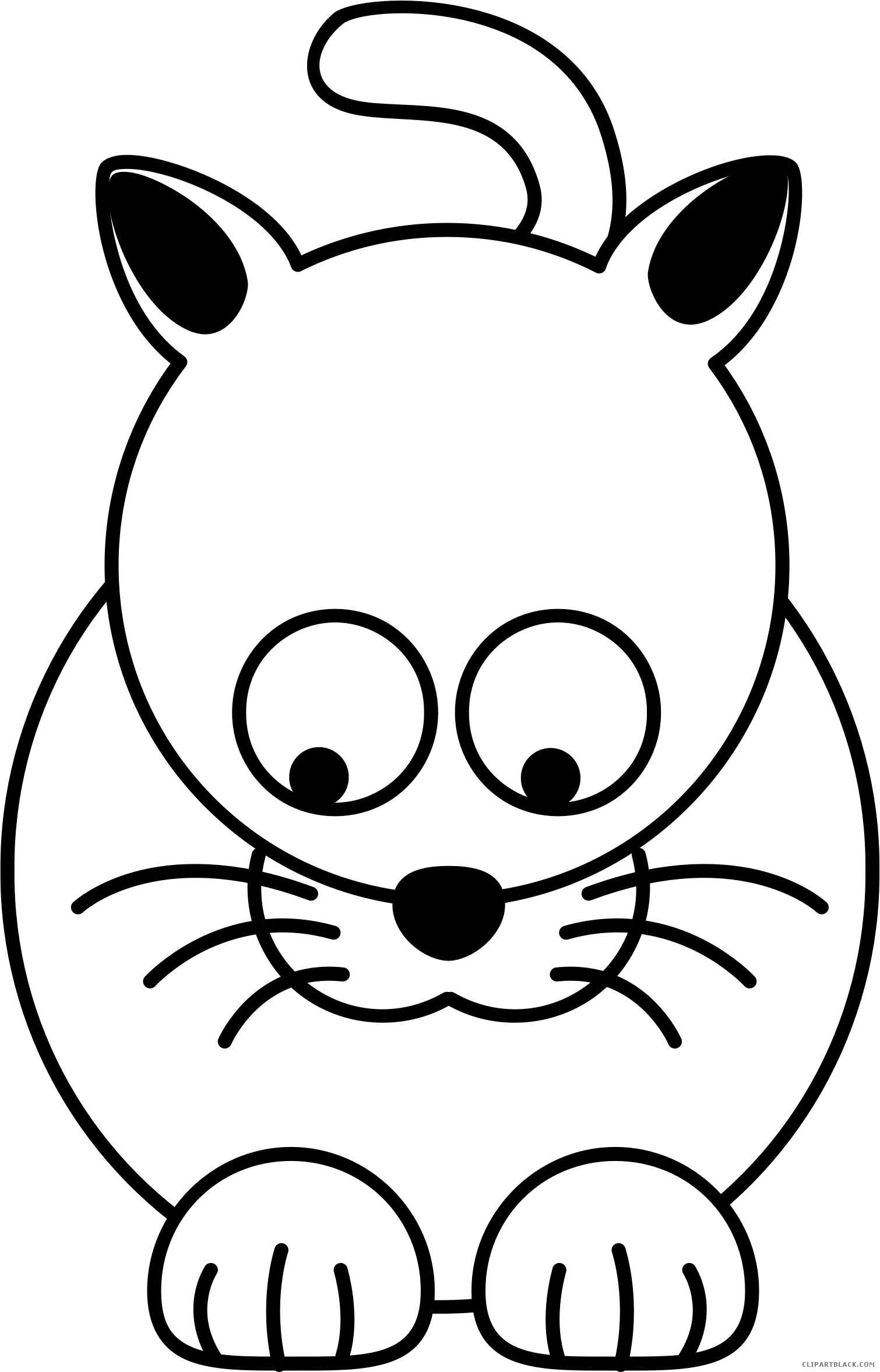 Kitty Cat Animal Free Black White Clipart Images Clipartblack - Black And White Cartoon Cats (1510x2354)