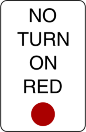 Clipart No Turn On Red Sign - Improper Turns (300x461)