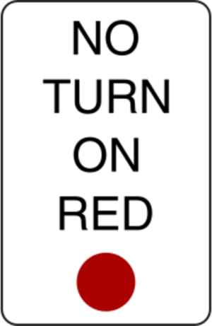 Clipart No Turn On Red Sign - Improper Turns (300x461)