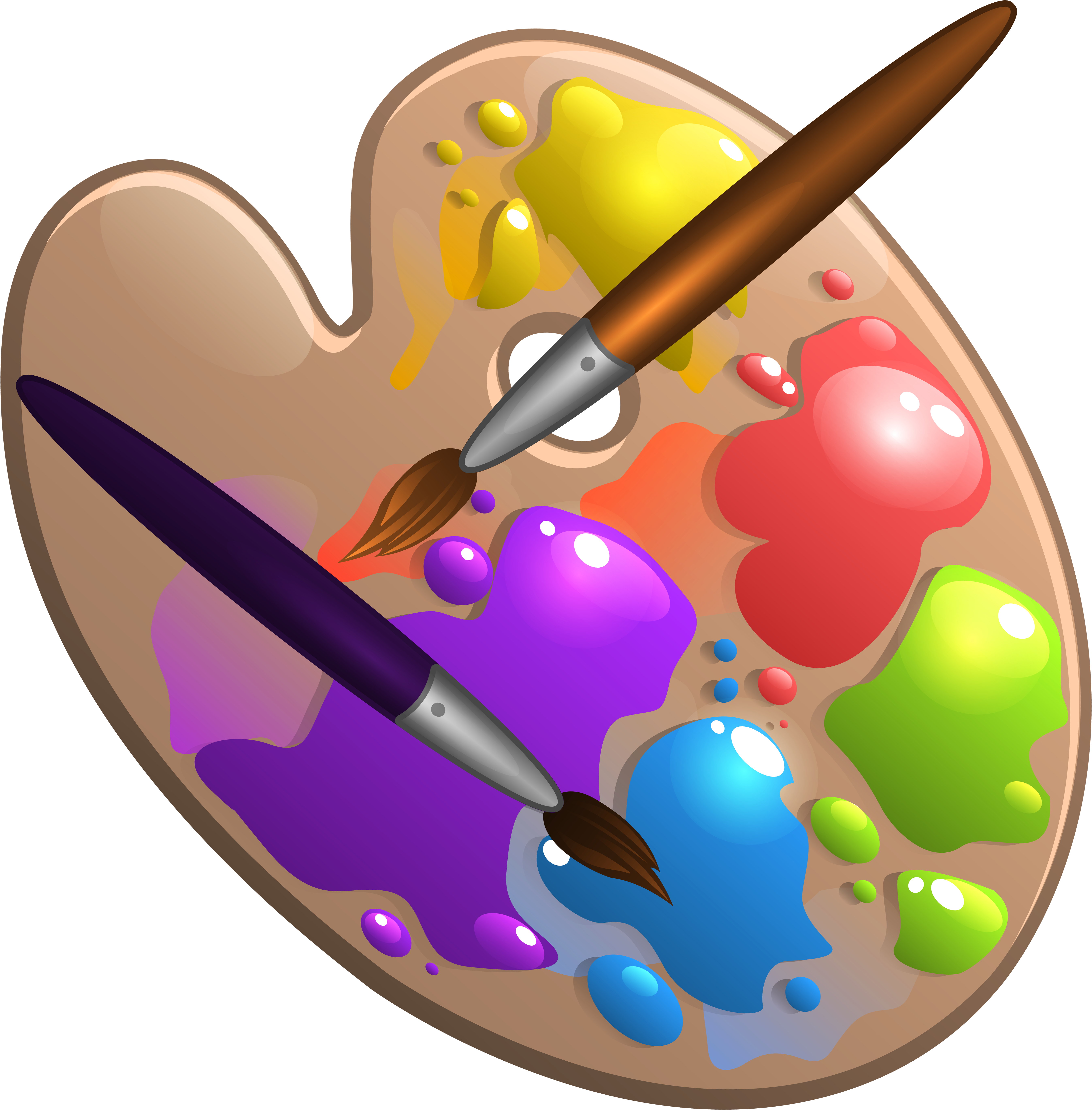 Paintbrush And Palette Clip Art Free Vector / 4vector - Clip Art Paint Brus...