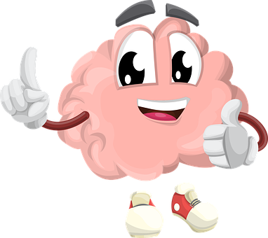 Brain Character Organ Smart Eyes Hands Sho - Brain Cartoon Transparent Background (382x340)