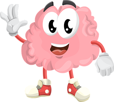 Brain Brainstorming Character Smart Think - Cartoon Brain Transparent Background (381x340)