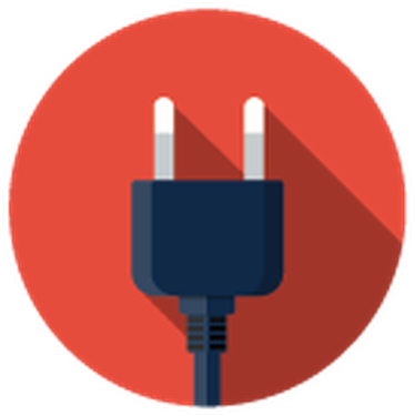 Icons With Long Shadow, Set 5 -11 - Power Cord (387x399)