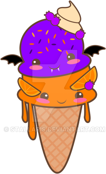 Kawaii Halloween Icecream By Stallaris - Halloween Ice Cream Png (400x633)