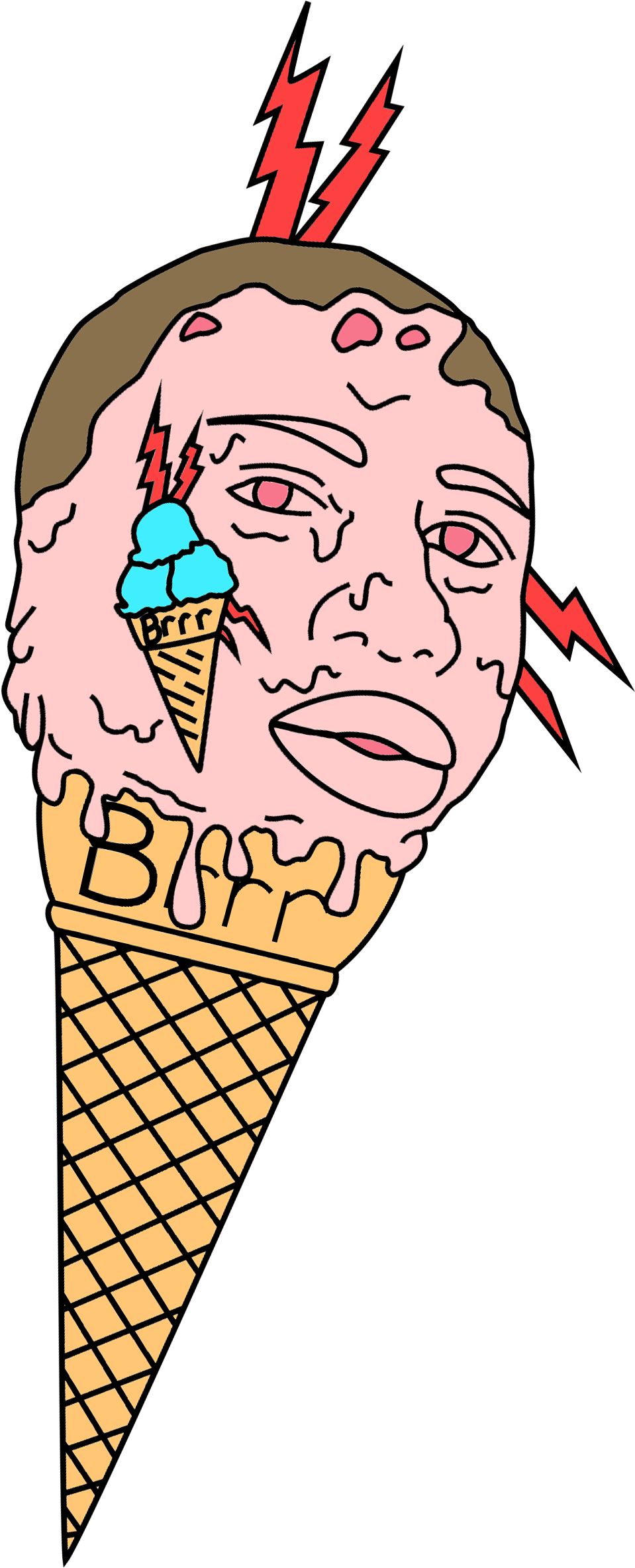 Ice Cream Cones Drawing Rapper - Gucci Drawing (1200x2449)