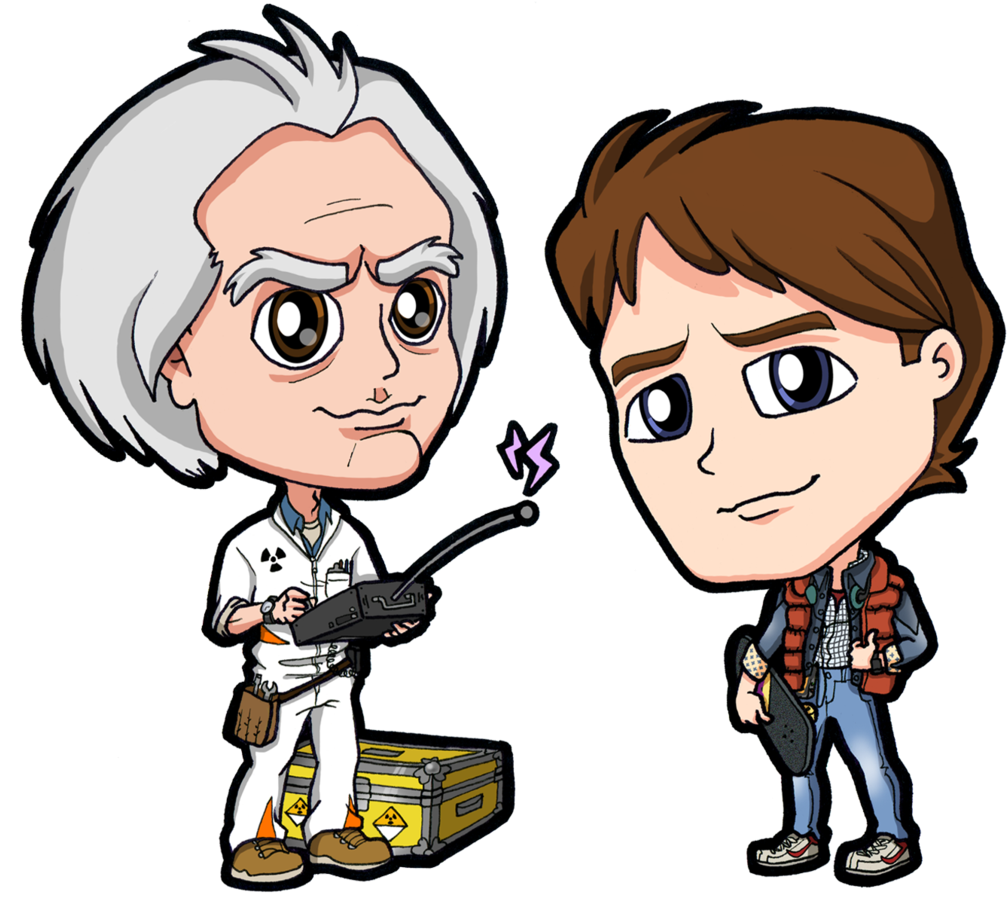 1985 Back To The Future Doc Brown Marty Mcfly By Zphal - Back To The Future Marty Mcfly Cartoon (1024x904)